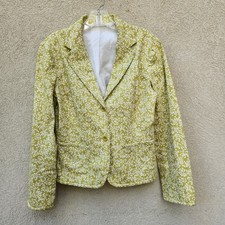 GARNET HILL Women s Blazer Size 8 Green Notched Collar 2 Button Cotton Jacket