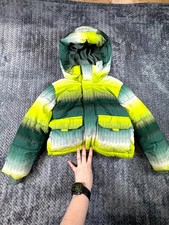 All In Motion Puffer Jacket Boys XS 4/5 Green Fleece Lined Hooded Logo Softshell