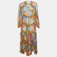 Zimmermann Multicolor Floral Print Crinkle Silk Maxi Dress M