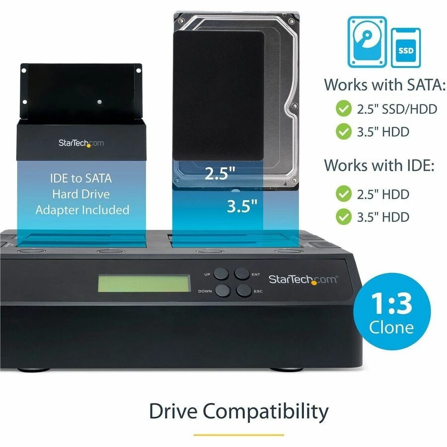 StarTech 4 Bay USB 3.0 eSATA to SATA Standalone 1:3 HDD Hard Drive Duplicator - Image 4 of 4