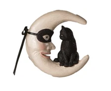 Bethany Lowe Hallow’s Eve Cat on Moon Ornament
