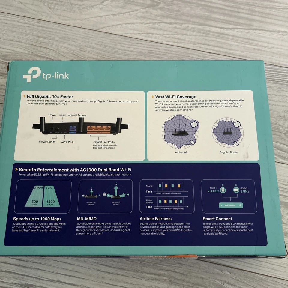 TP-Link AC1900 Smart WiFi Router (Archer A8) -High Speed MU-MIMO Wireless Router - Image 2 of 2