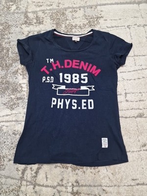  Tommy Hilfiger Denim T-Shirt Damen Gr. M Blau Phys.Ed 1985 Logoshirt Top