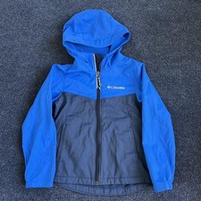 Columbia Jacket Kids XS 6/7 Blue Colorblock Hooded Lined Windbreaker Full Zip