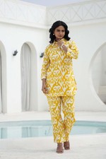 Yellow Cotton Co-Ord Set for Women 2pc Casual Matching Lounge Outfit