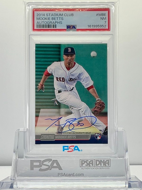  MOOKIE BETTS 2014STADIUM CLUB AUTOGRAPHS #MBE PSA7!ROOKIE CARD!POP19!