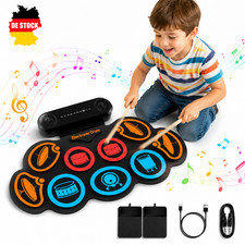 Batteria Elettronica per Bambini Batteria Elettrica Set USB Ricaricabile 9 Pad NUOVO