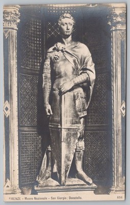 Donatello's St. George Sculpture RPPC Postcard Florence Museo Nazionale Art UNP