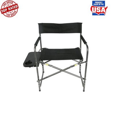 Foldable Camping Chair W/ Side Table & Cup Holder Steel Frame Comfortable New