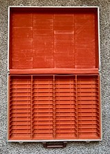 Savoy 60 Cassette Tape Storage Briefcase Case Brown Leather-Look Vintage No Key