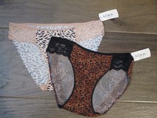 2-PACK SOMA VANISHING EDGE W/LACE BIKINI PANTIES ANIMAL BLACK/HUSH SIZE SMALL