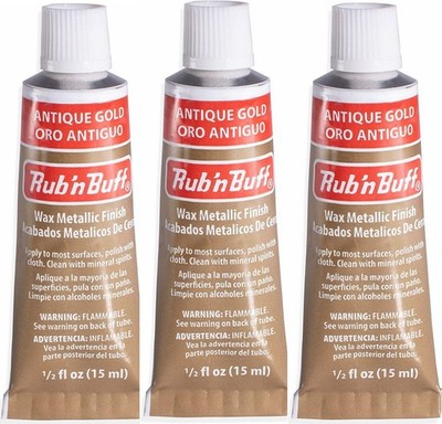 M00122x3 MOREZMORE 3pc Amaco Rub 'n Buff ANTIQUE GOLD Wax Metallic Finish