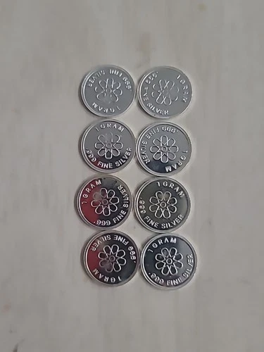 New Listing8 Skull & Crossbones 1 Gram .999 Fine Silver Rounds Lot #5