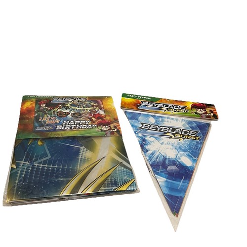 BeyBlade Burst Birthday Party Supplies Lot of 2 Backdrop Pennant NEW SEALED