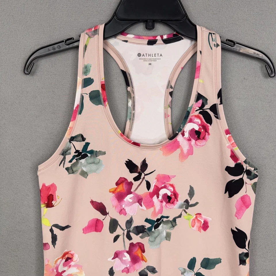 Athleta Майка женщин средний розовый цветочный спортивная спортзал тренировки йоги - Изображение 2 из 4