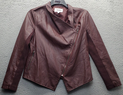 BB Dakota Faux Leather Jacket Womens Large Burgundy Lined