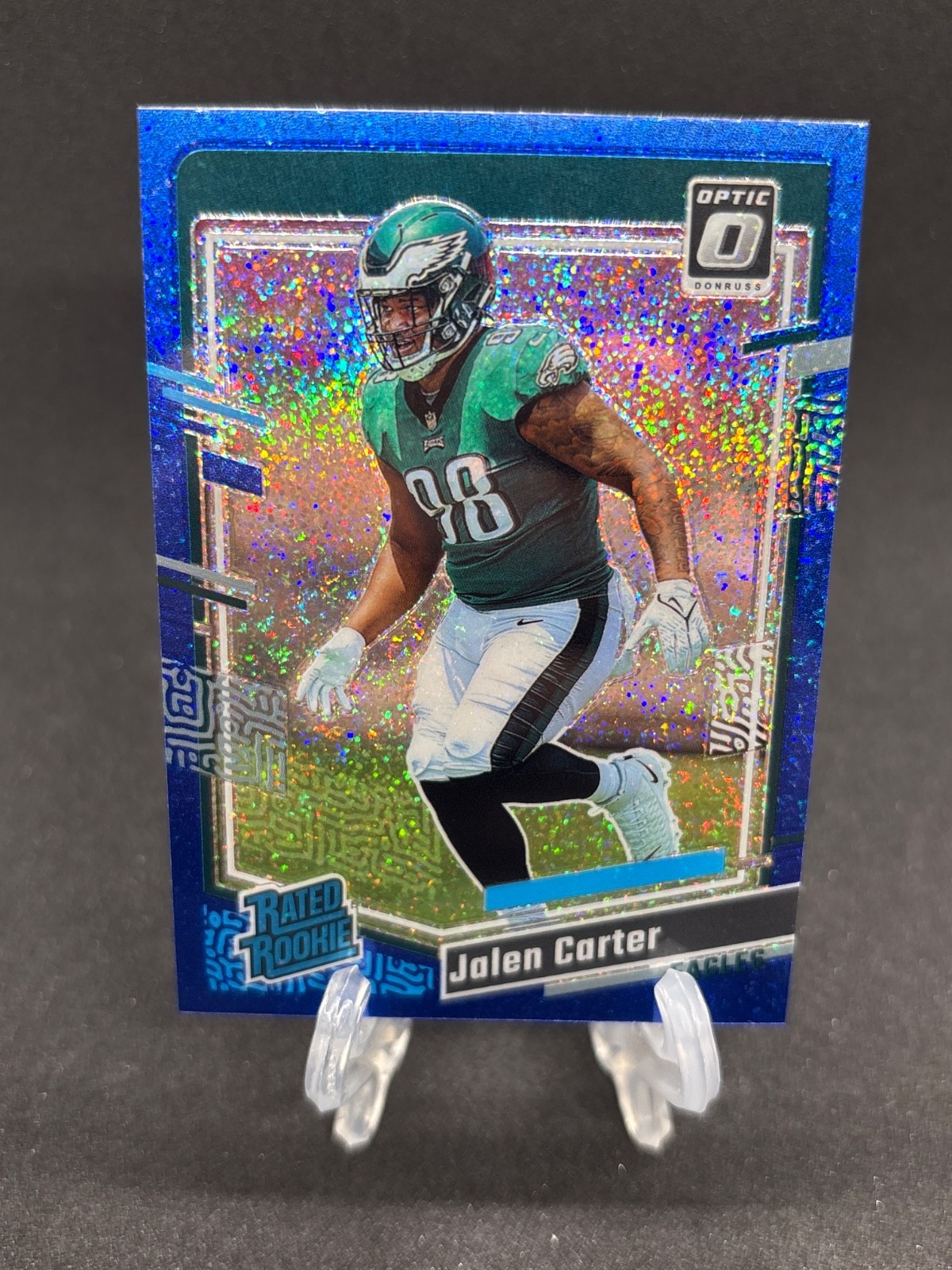 2023 Panini Donruss Optic JALEN CARTER Rookie Blue Glitter Prizm Eagles RC #281