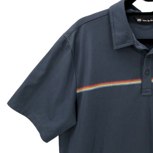 Travis Mathew XL Polo Shirt Blue Rainbow Stripe Embroidered Logo Short Sleeve - Imagen 2 de 12
