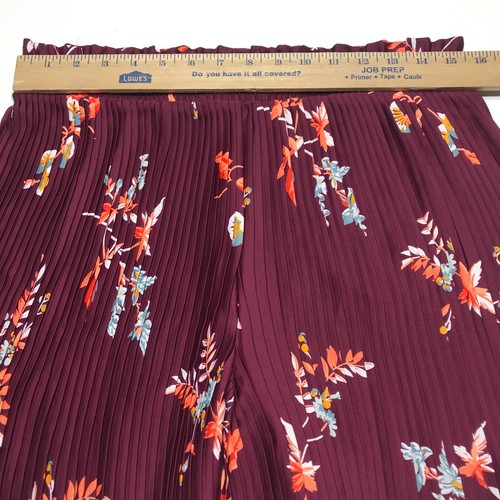 Ann Taylor Factory Skirt Womens Size 6 Maroon Floral Pull On Pleat Elastic Waist - Picture 10 of 12