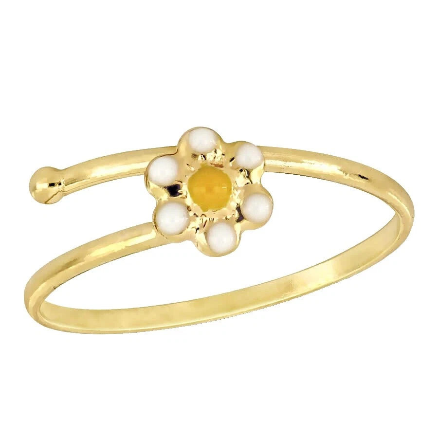 Oro Amarillo Esmalte Blanco Anillos de Moda