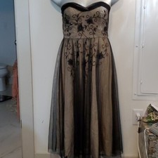 Strapless Chiffon-Overlay Beaded Gown