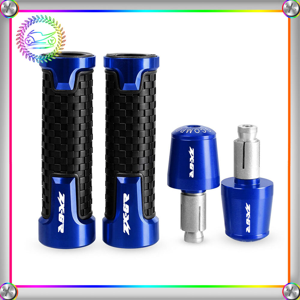 CNC 7/8" 22MM Handlebar Hand Grips End Cap Plugs For Kawasaki ZX6R/636