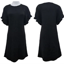 Lutz & Patmos Alpaca Wool Crochet Knit Dress Medium Black