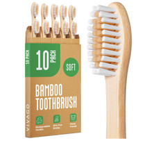 Biodegradable Bamboo Toothbrushes 10 Pack - BPA Free Soft Bristles Toothbrushes