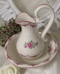 Wash Set Washbasin Washbasin Roses Jug 2 Piece Bad Shabby Chic Vintage Ebay