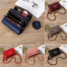 Women Shoulder Crossbody Bag Phone Bag Large Capacity Double Zipper Wallet Purse