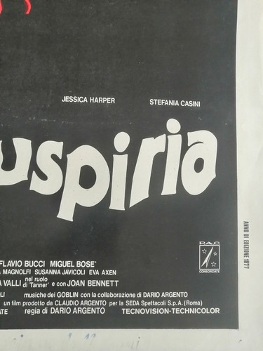 Locandina Originale Poster Suspiria 1977 Dario Argento - Jessica Harper 33X70 CM - Foto 2 di 3