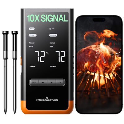 Wireless Bluetooth Smart Meat Thermometer: Standalone Base, Smart WiFi