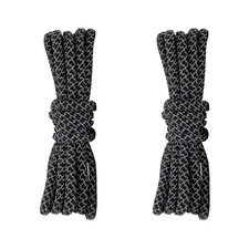2 Pair Round Reflective Rope Shoelaces Replacement Boot laces for Sneakers Boots