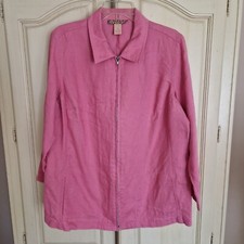 Lily Stanhope 100% Linen Jacket Lightweight Full Zip Bubble Gum Pink 1x Women