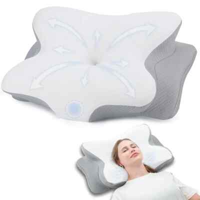 RUMMY Cervical Memory Foam Ergonomisches Nackenkissen Abnehmbar Waschbar Kissenbezug,