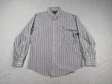 Ralph Lauren Polo Shirt Men's 16 34/35 Purple Stripe Preppy Long Sleeve Pony