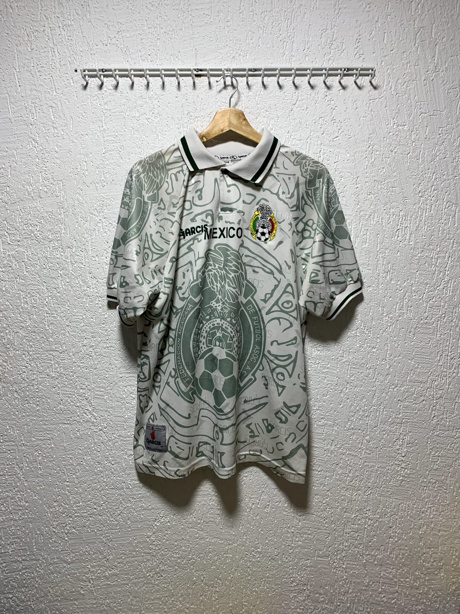 Mexico 1999 Garcis Away Soccer Jersey Men's Sz L White | eBay