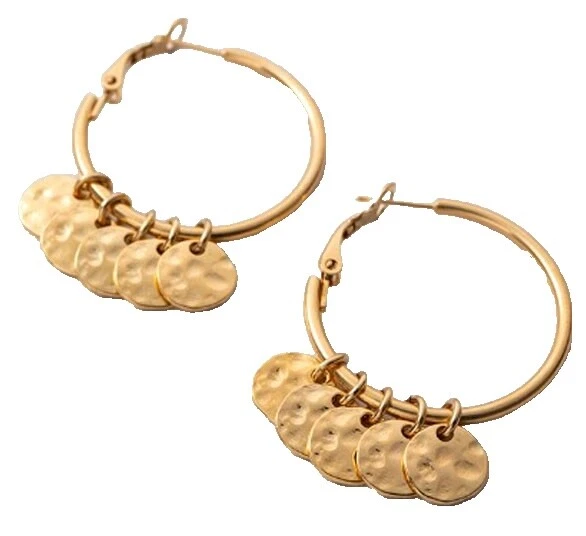 Brincos de argola de ouro amarelo feito à mão