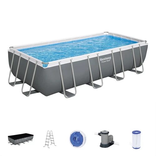 Bestway Power Steel Rectangular Above Ground Swimming Pool Set