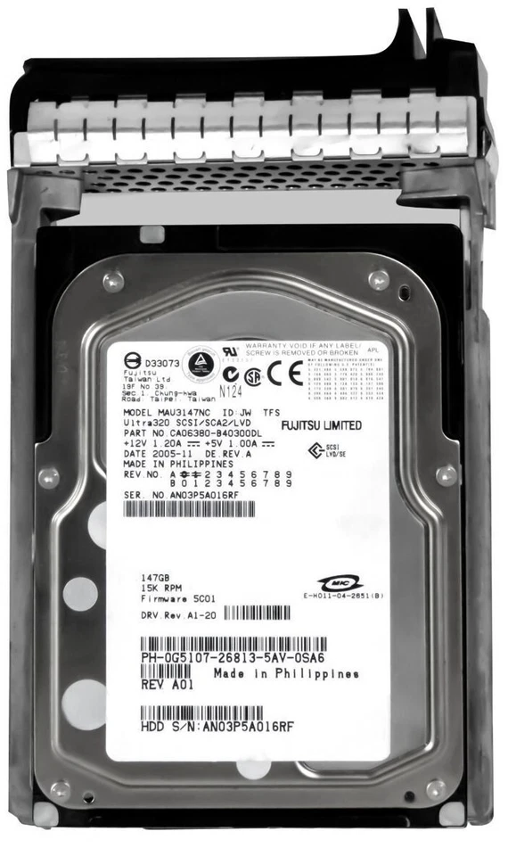 Hard Drive Dell 0G5107 MAU3147NC 147GB 15000U/Min 8MB SCSI U320 3.5'' - Image 3 of 3