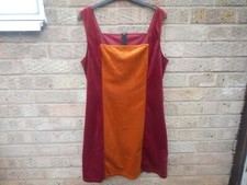 VINTAGE 90'S VELVET SLEEVELESS DRESS,/PINAFORE BURGUNDY/MUSTARD Y2K
