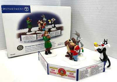 Dept 56 Vintage Looney Tunes Snow Village Animation Film Festival Bugs Bunny NEW