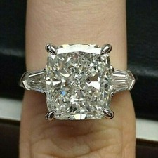 Solitaire 3 Ct Radiant Cut CZ Diamond Engagement Rings Antique Three-stone Rings