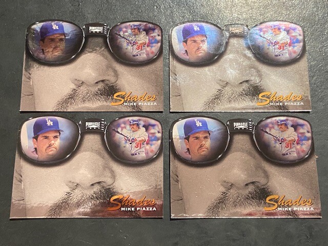 MIKE PIAZZA 1997 Pinnacle LOT OF Four (4) SHADES Cards #8 of 10!  RARE!!  