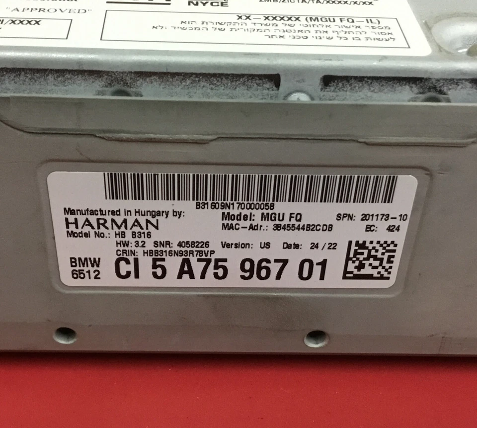 2021-2023 BMW 530e Hybrid RADIO RECEIVER AUDIO HEAD UNIT 6512CI5A75967 - Image 4 of 4