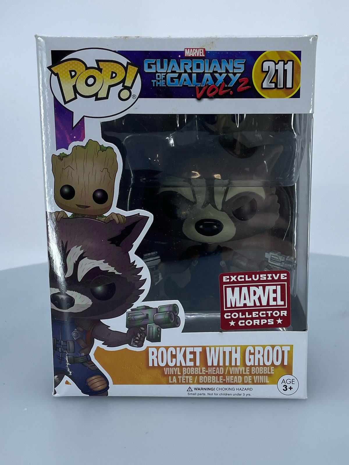 Funko Pop! Marvel Guardians Of The Galaxy Vol. 2 Rocket With Groot #211 Damaged