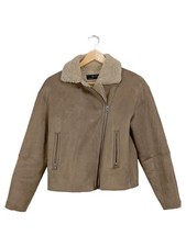 ZARA BASIC Damen Lederjacke Lammfelloptik Braun Gr. 34/XS Casual