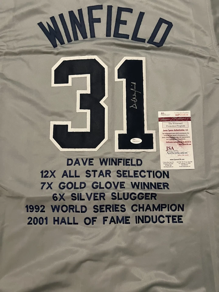 Dave Winfield Signed New York Yankees Career Highlight Stat Jersey (JSA COA)  - Image 2 of 4