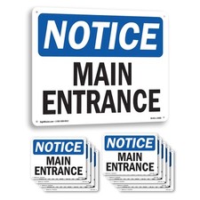 Main Entrance OSHA Notice Sign Metal, Plastic, Or Decal - 5 or 10 Pack