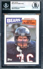 Steve McMichael Beckett BAS Vintage Signed 1987 Topps Autographed Bears